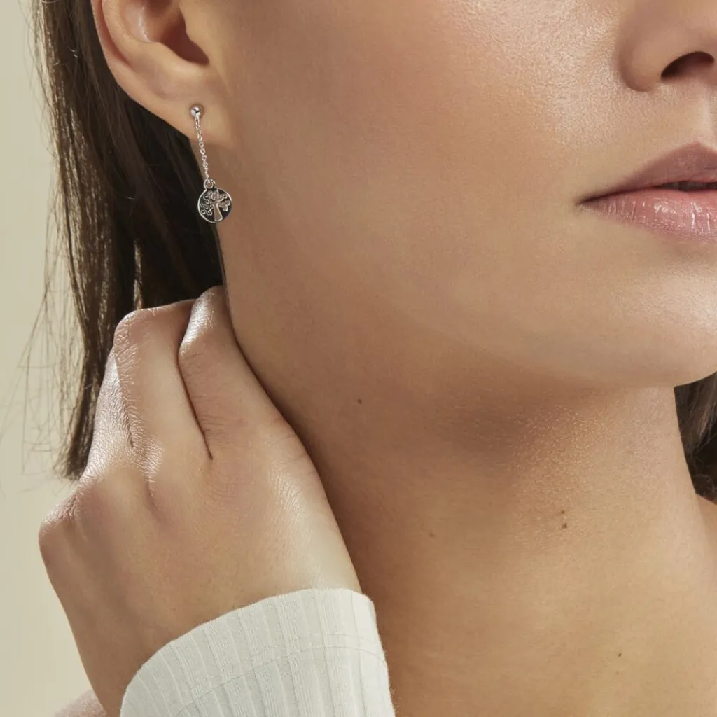 Histoire d'Or Boucles D'oreilles Pendantes Audrey-rose Argent Blanc Discount