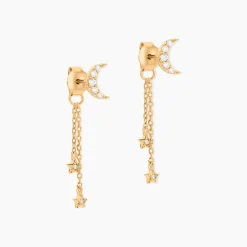 Histoire d'Or Boucles D'Oreilles Pendantes Moon Plaqué Or Jaune Oxyde De Zirconium Outlet