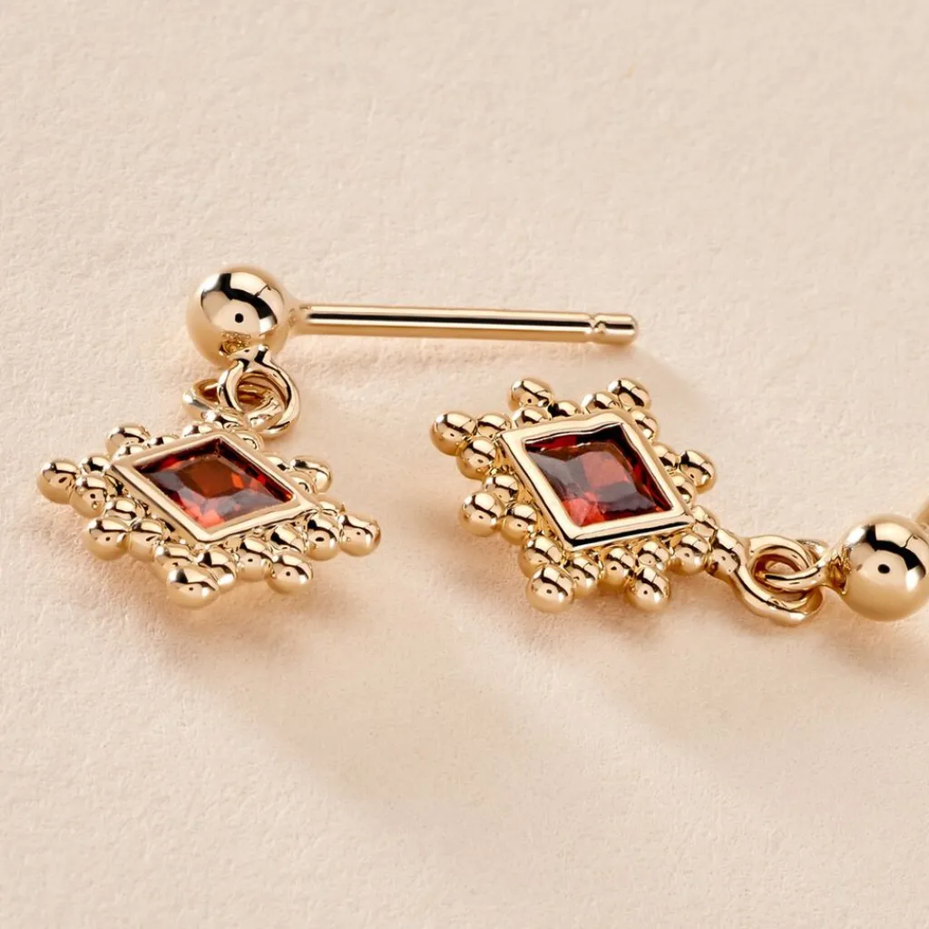 Histoire d'Or Boucles D'oreilles Pendantes Bobbie Plaqué Or Jaune Oxyde De Zirconium Best