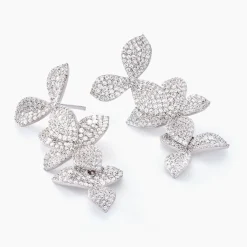 Histoire d'Or Boucles D'oreilles Pendantes Radiant Bloom Argent Blanc Oxyde Hot