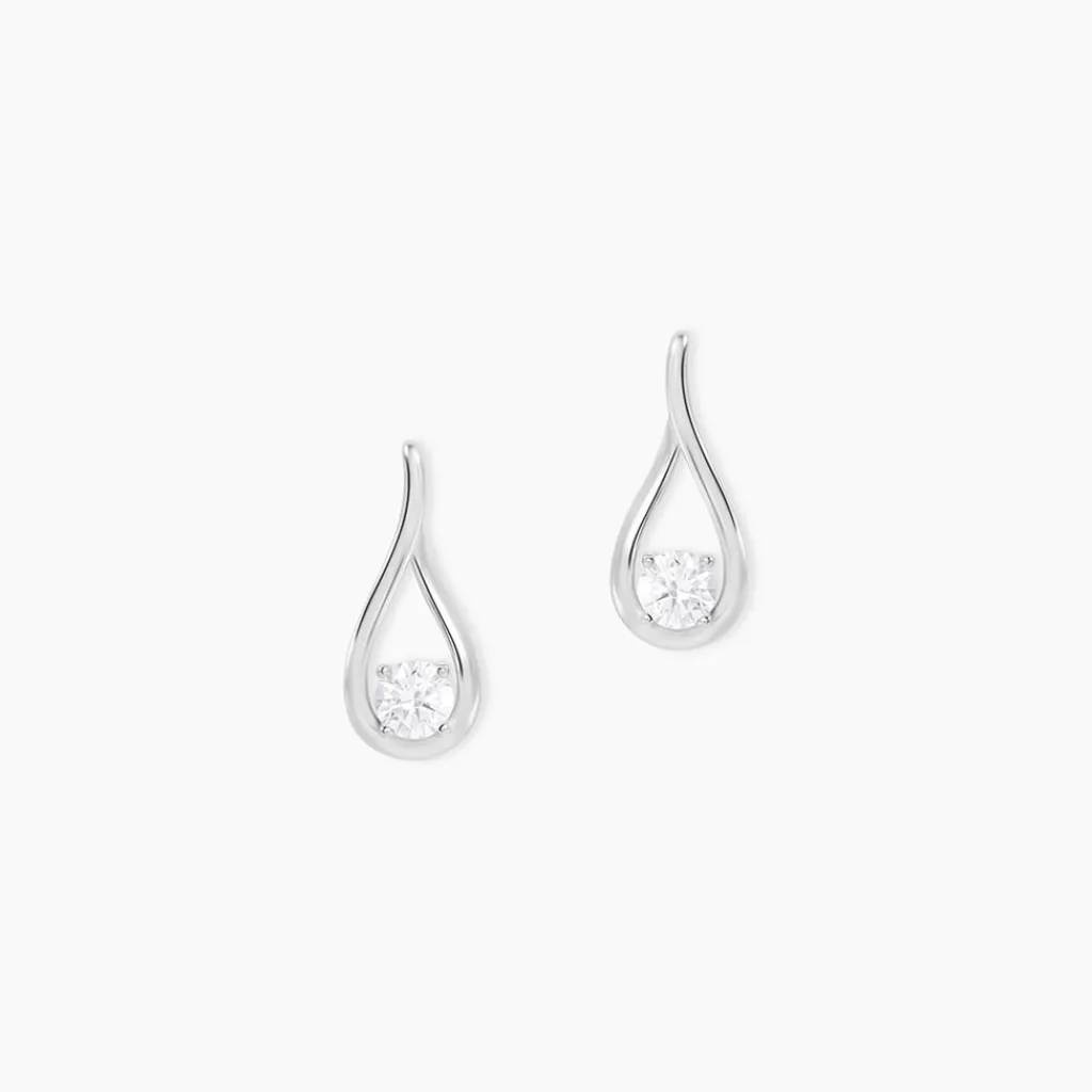 Histoire d'Or Boucles D'oreilles Pendantes Paloma Argent Blanc Oxyde De Zirconium New