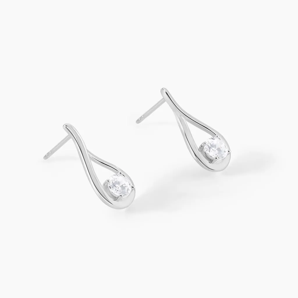 Histoire d'Or Boucles D'oreilles Pendantes Paloma Argent Blanc Oxyde De Zirconium New