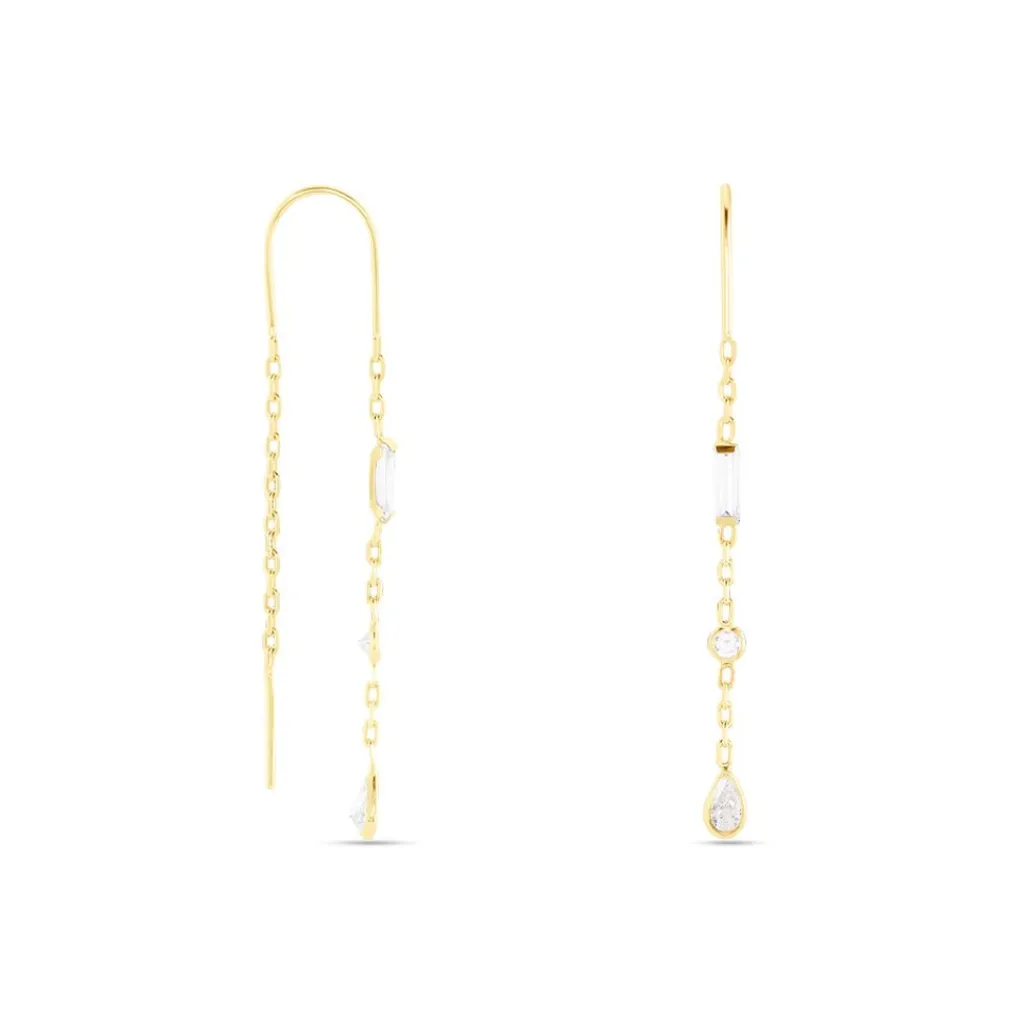 Histoire d'Or Boucles D'oreilles Pendantes Otso Or Jaune Oxyde De Zirconium New