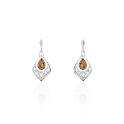 Histoire d'Or Boucles D'oreilles Pendantes Doralyn Argent Blanc Ambre Clearance