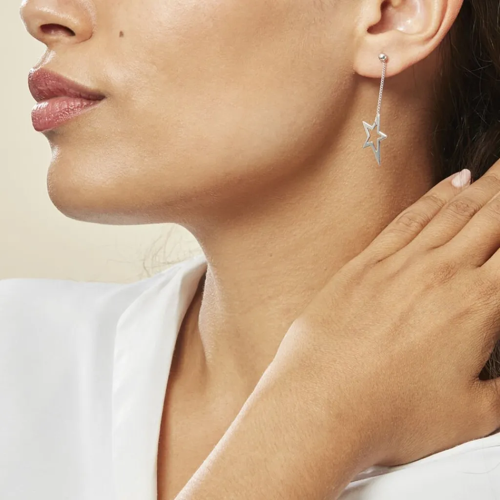 Histoire d'Or Boucles D'oreilles Pendantes Eloisa Argent Blanc Outlet