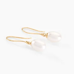 Histoire d'Or Boucles D'oreilles Pendantes Baroque Or Jaune Perle De Culture Sale