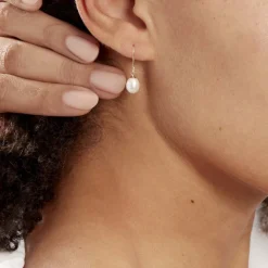 Histoire d'Or Boucles D'oreilles Pendantes Baroque Or Jaune Perle De Culture Sale