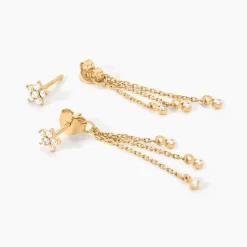 Histoire d'Or Boucles D'Oreilles Pendantes Solenne Plaqué Or Jaune Oxyde De Zirconium Outlet