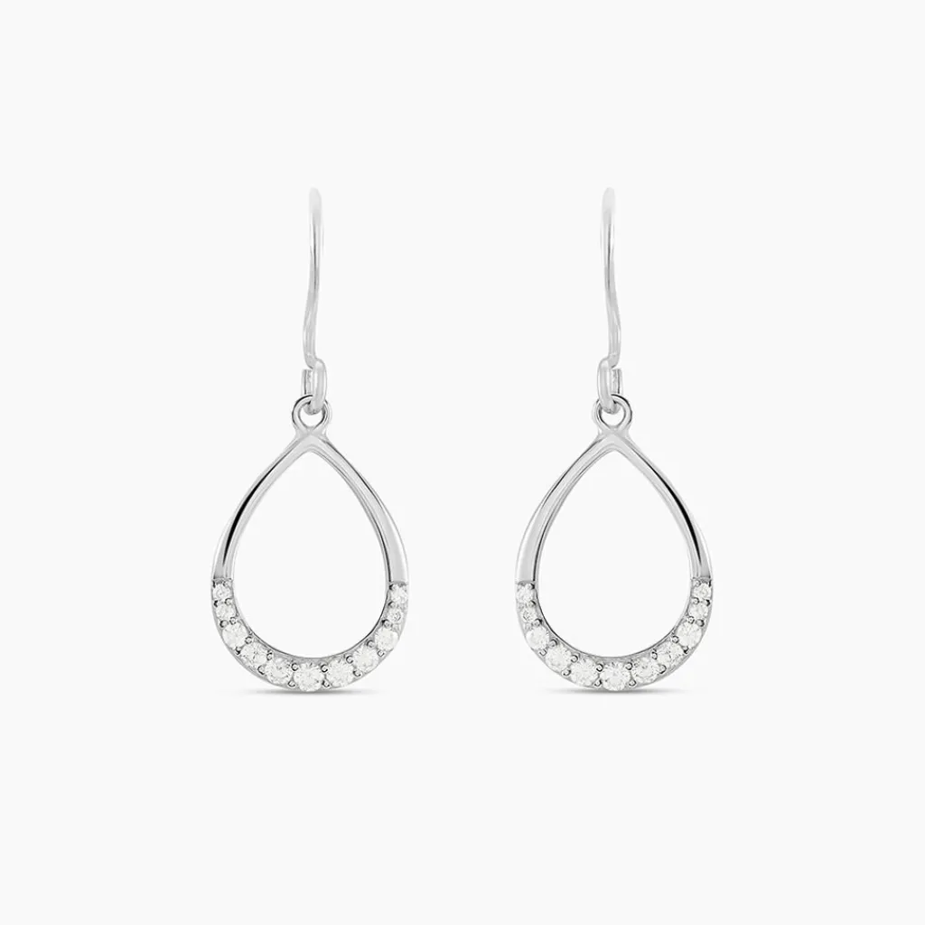 Histoire d'Or Boucles D'oreilles Pendantes Nicole Argent Blanc Oxyde De Zirconium