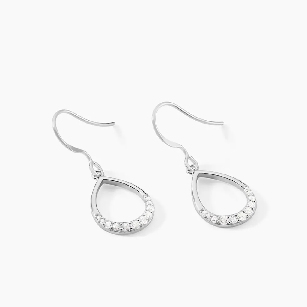 Histoire d'Or Boucles D'oreilles Pendantes Nicole Argent Blanc Oxyde De Zirconium