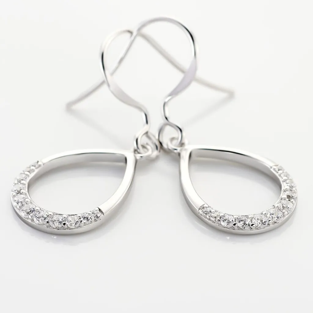 Histoire d'Or Boucles D'oreilles Pendantes Nicole Argent Blanc Oxyde De Zirconium