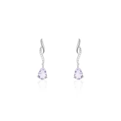 Histoire d'Or Boucles D'oreilles Pendantes Assaf Or Blanc Amethyste Et Oxyde or blanc amethyste violette