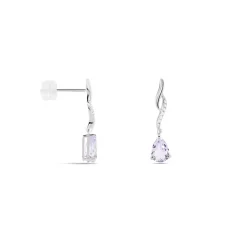 Histoire d'Or Boucles D'oreilles Pendantes Assaf Or Blanc Amethyste Et Oxyde or blanc amethyste violette