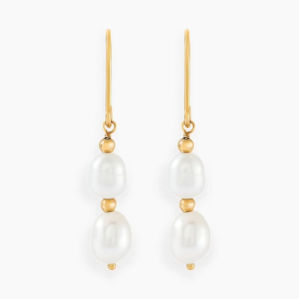 Histoire d'Or Boucles D'oreilles Pendantes Pearly Or Jaune Perle De Culture Best