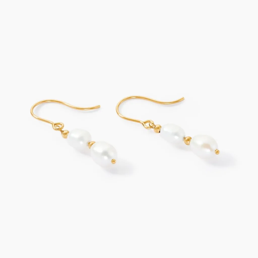 Histoire d'Or Boucles D'oreilles Pendantes Pearly Or Jaune Perle De Culture Best