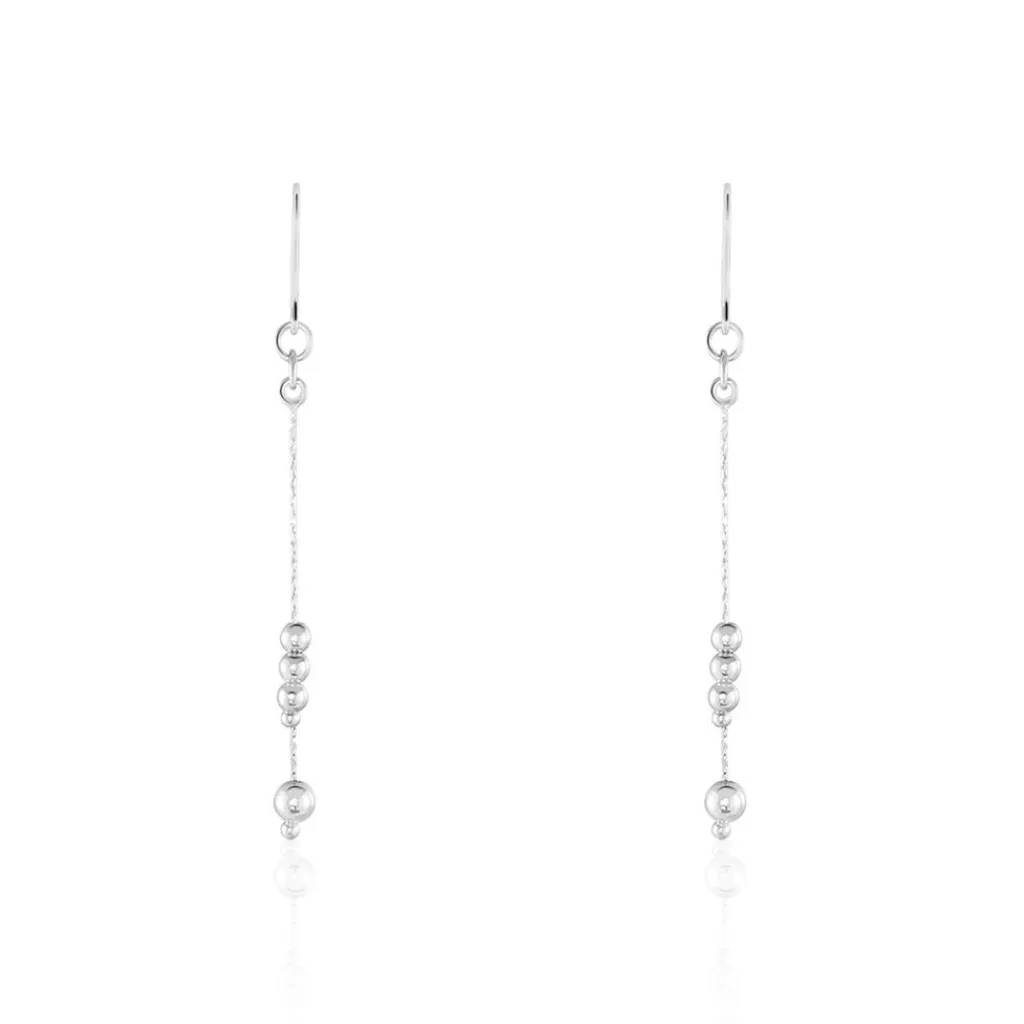 Histoire d'Or Boucles D'oreilles Pendantes Manou Argent Blanc Best