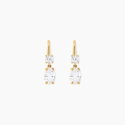 Histoire d'Or Boucles D'oreilles Pendantes Gulbeyaz Or Jaune Oxyde De Zirconium New