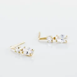 Histoire d'Or Boucles D'oreilles Pendantes Gulbeyaz Or Jaune Oxyde De Zirconium New