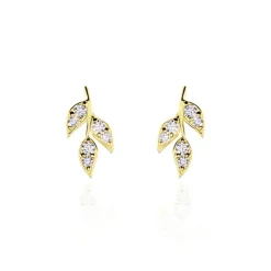 Histoire d'Or Boucles D'oreilles Pendantes Edia Feuille Or Jaune Oxyde De Zirconium Outlet