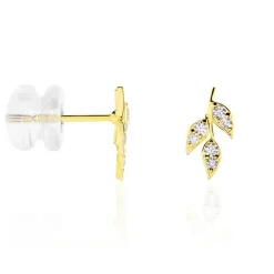 Histoire d'Or Boucles D'oreilles Pendantes Edia Feuille Or Jaune Oxyde De Zirconium Outlet