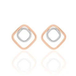 Histoire d'Or Boucles D'oreilles Pendantes Artahe Carree Or Bicolore Sale