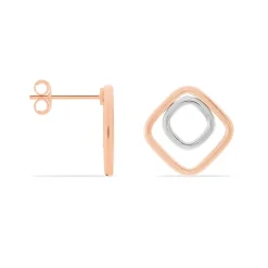 Histoire d'Or Boucles D'oreilles Pendantes Artahe Carree Or Bicolore Sale