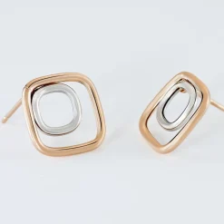 Histoire d'Or Boucles D'oreilles Pendantes Artahe Carree Or Bicolore Sale