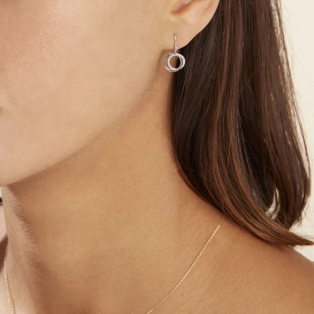 Histoire d'Or Boucles D'oreilles Pendantes Or Blanc Tresha Diamants Hot