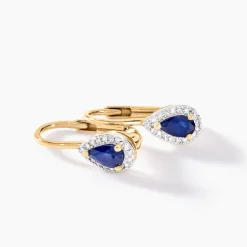 Histoire d'Or Boucles D'oreilles Pendantes Doorsie Or Jaune Saphir Et Diamant Clearance