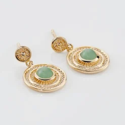 Histoire d'Or Boucles D'oreilles Pendantes Hugolin Plaqué Or Aventurine New