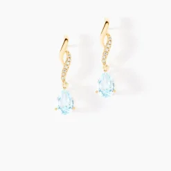 Histoire d'Or Boucles D'oreilles Pendantes Or Jaune Assaf Topaze or jaune topaze bleu sky Outlet