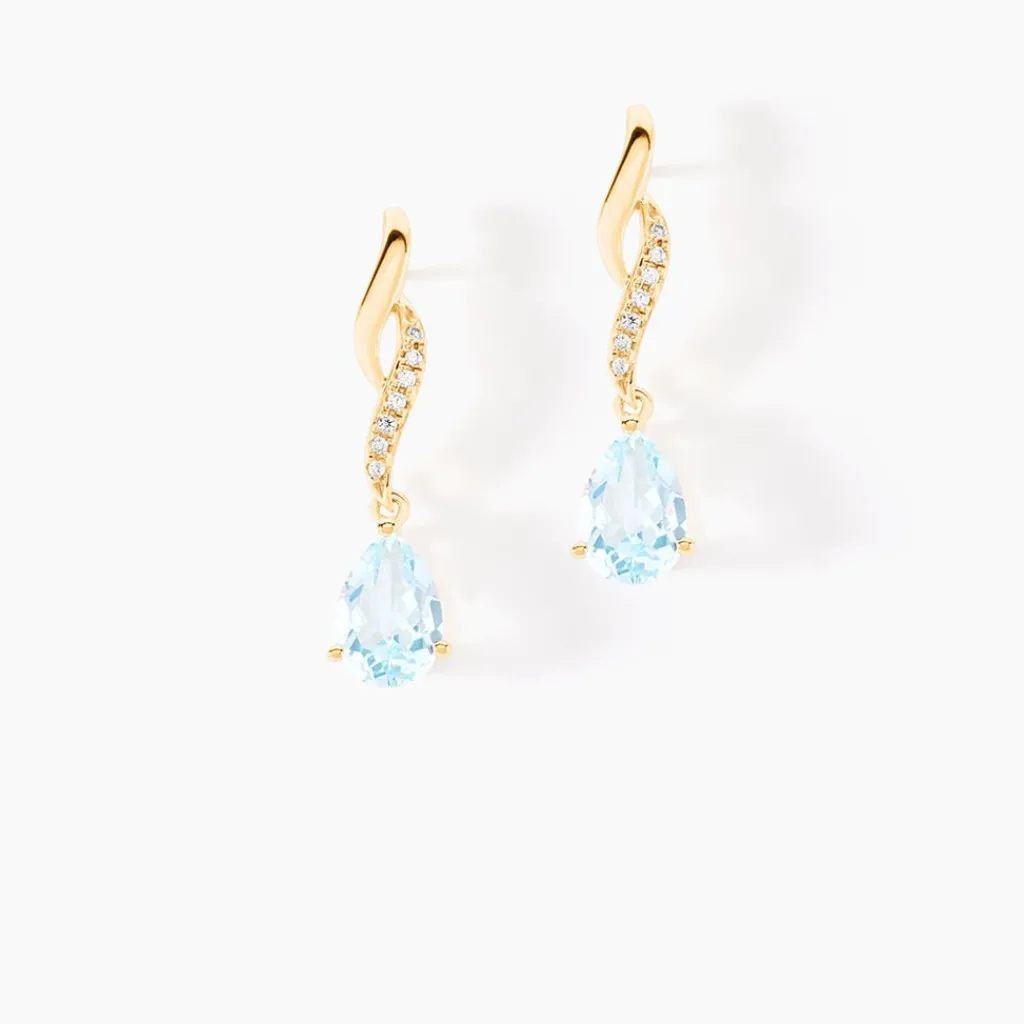Histoire d'Or Boucles D'oreilles Pendantes Or Jaune Assaf Topaze or jaune topaze bleu sky Outlet