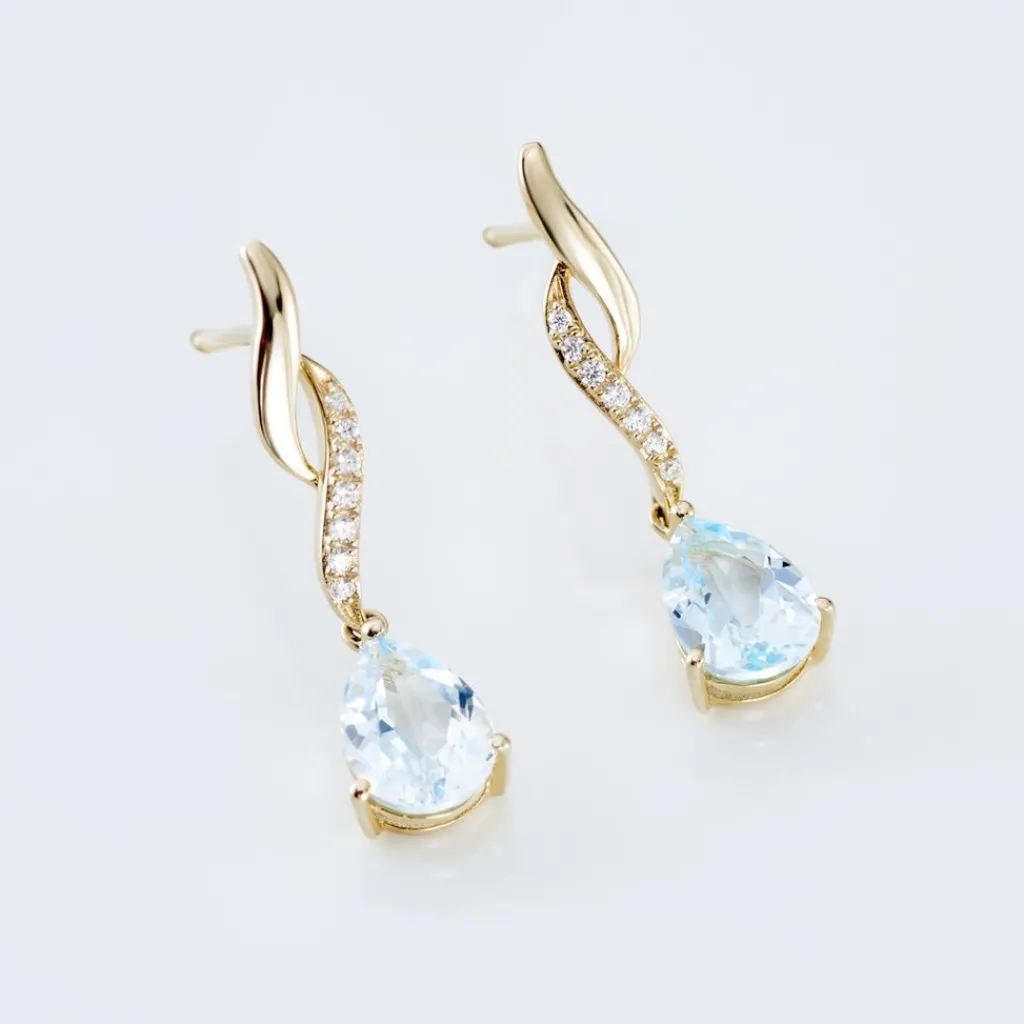 Histoire d'Or Boucles D'oreilles Pendantes Or Jaune Assaf Topaze or jaune topaze bleu sky Outlet
