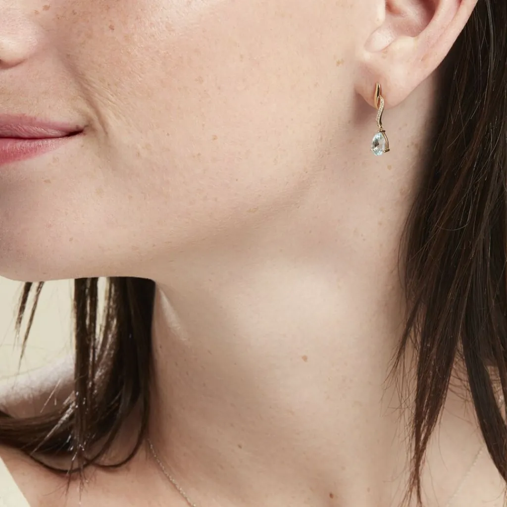 Histoire d'Or Boucles D'oreilles Pendantes Or Jaune Assaf Topaze or jaune topaze bleu sky Outlet