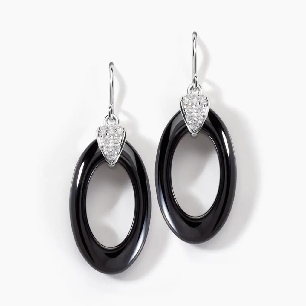 Histoire d'Or Boucles D'oreilles Pendantes Peer Argent Blanc Oxyde De Zirconium Clearance