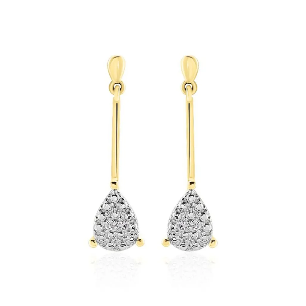 Histoire d'Or Boucles D'oreilles Pendantes Pear C Or Jaune Diamant Discount
