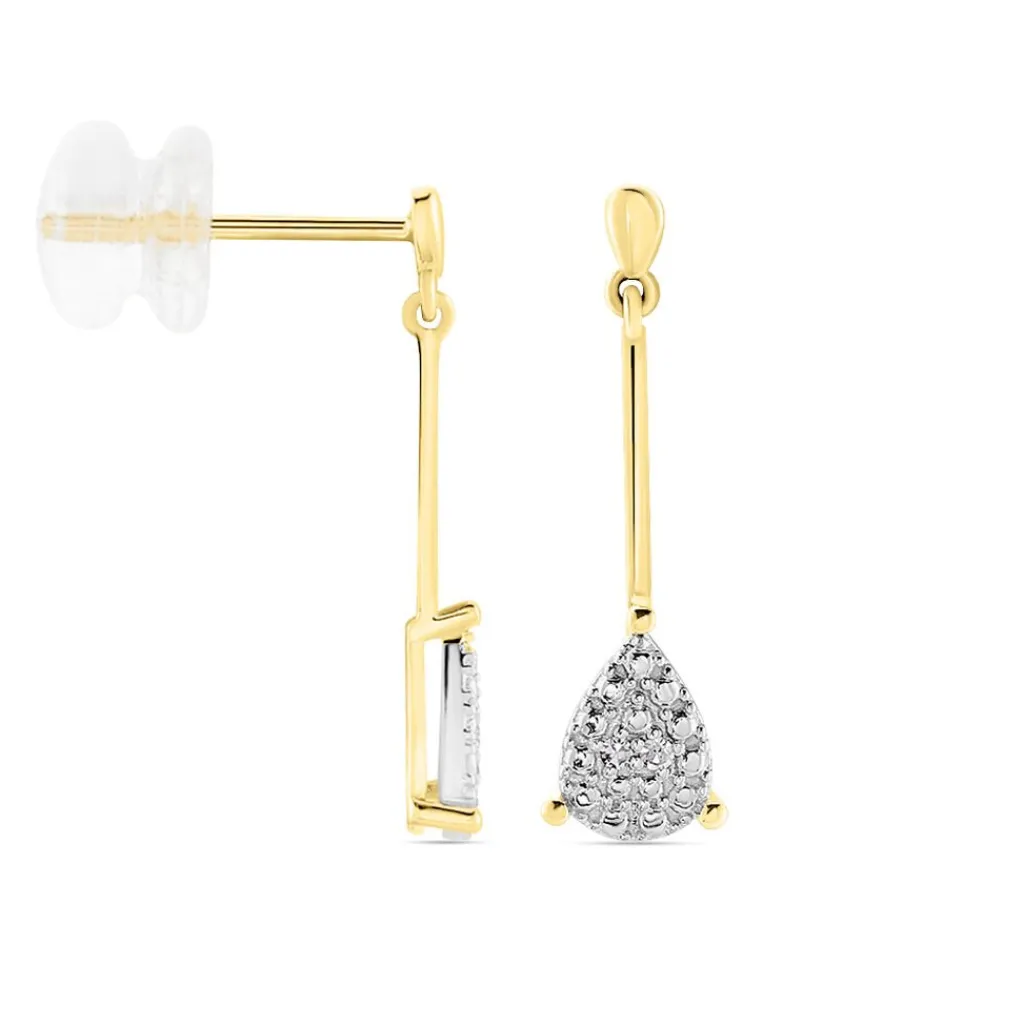 Histoire d'Or Boucles D'oreilles Pendantes Pear C Or Jaune Diamant Discount