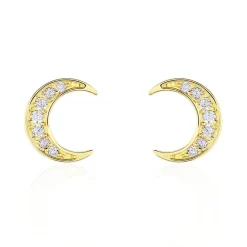 Histoire d'Or Boucles D'oreilles Pendantes Francoise-marie Lune Or Jaune Oxyde Sale