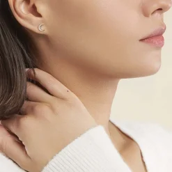 Histoire d'Or Boucles D'oreilles Pendantes Francoise-marie Lune Or Jaune Oxyde Sale