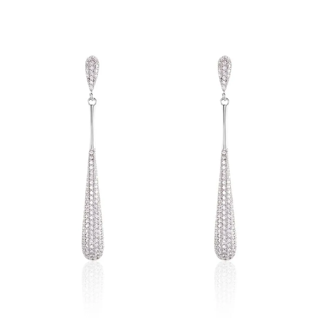 Histoire d'Or Boucles D'oreilles Pendantes Chandell Argent Blanc Oxyde De Zirconium New