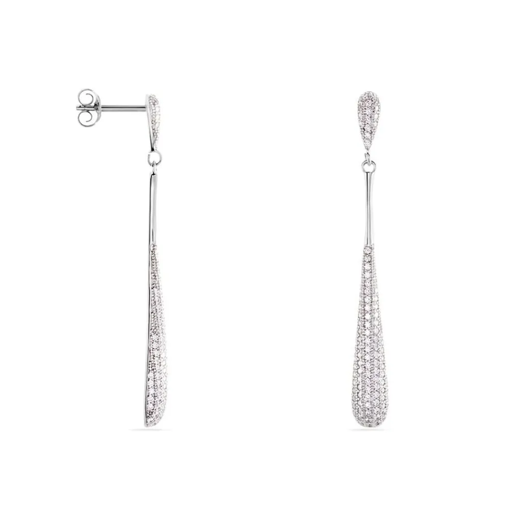Histoire d'Or Boucles D'oreilles Pendantes Chandell Argent Blanc Oxyde De Zirconium New