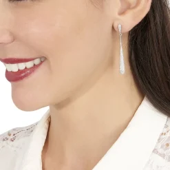 Histoire d'Or Boucles D'oreilles Pendantes Chandell Argent Blanc Oxyde De Zirconium New