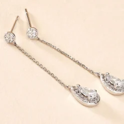 Histoire d'Or Boucles D'oreilles Pendantes Searlas Or Blanc Oxyde De Zirconium New