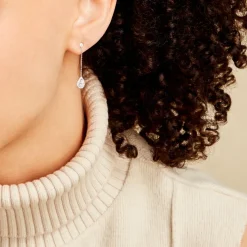 Histoire d'Or Boucles D'oreilles Pendantes Searlas Or Blanc Oxyde De Zirconium New