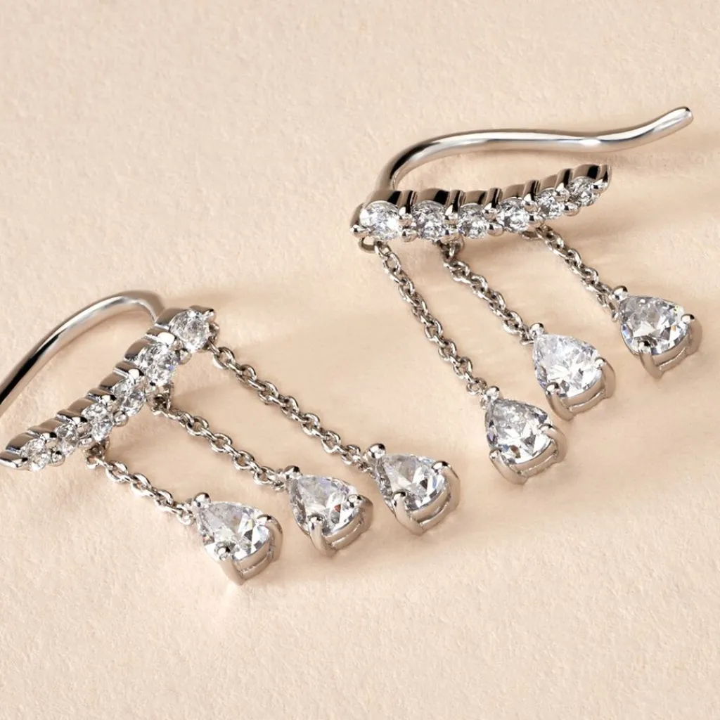 Histoire d'Or Boucles D'oreilles Pendantes Rilla Argent Blanc Oxyde De Zirconium Clearance