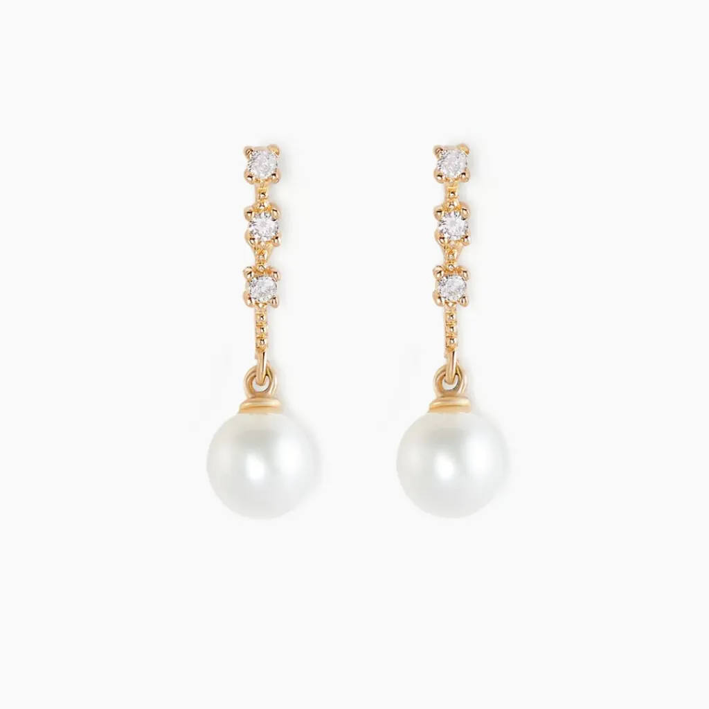 Histoire d'Or Boucles D'oreilles Pendantes Louise-marie Or Jaune Perle De Culture New