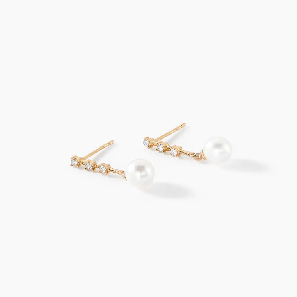 Histoire d'Or Boucles D'oreilles Pendantes Louise-marie Or Jaune Perle De Culture New