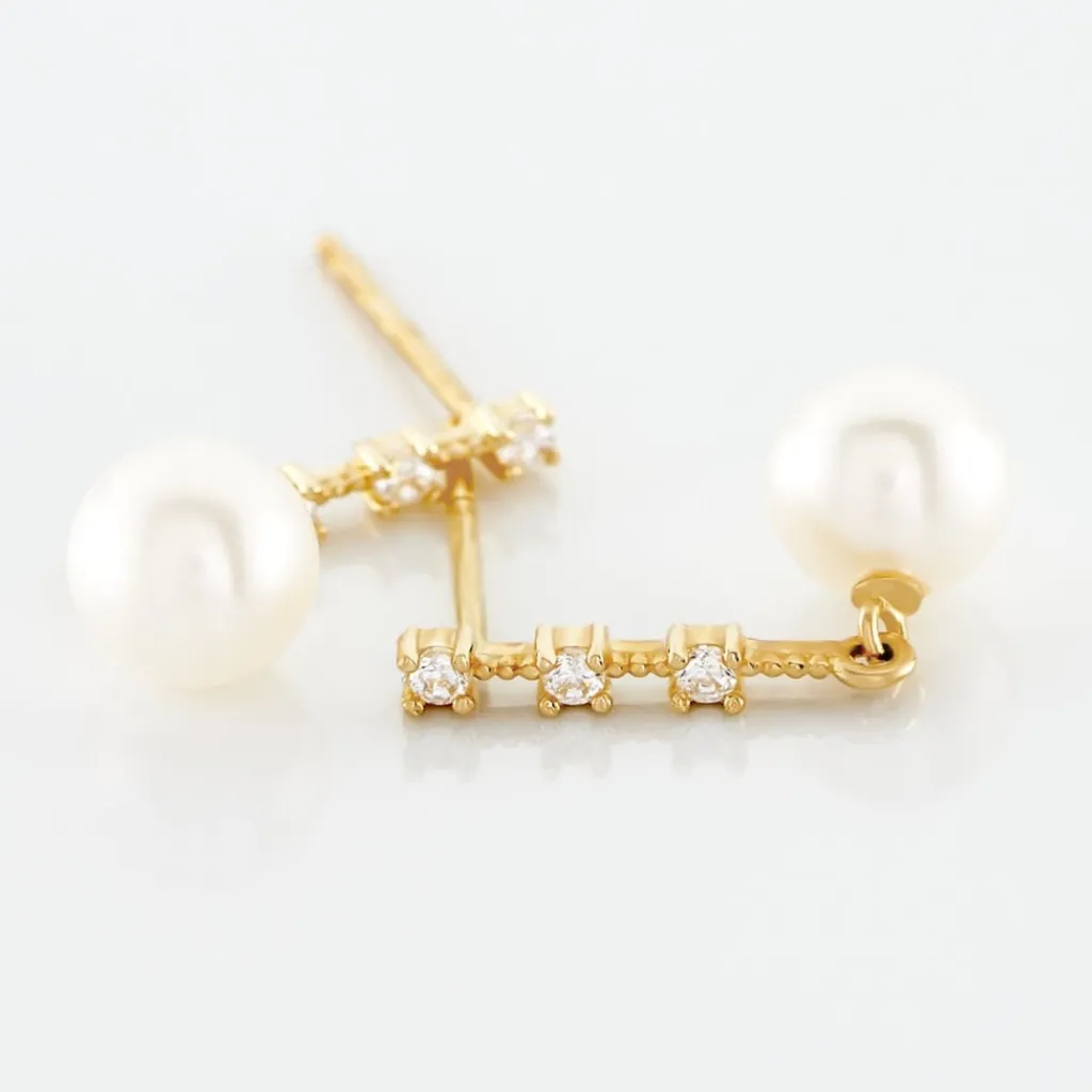 Histoire d'Or Boucles D'oreilles Pendantes Louise-marie Or Jaune Perle De Culture New