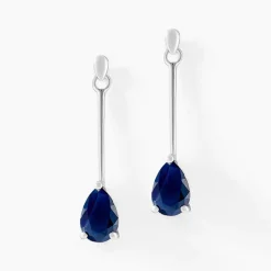 Histoire d'Or Boucles D'oreilles Pendantes Goutte Or Blanc Saphir Clearance