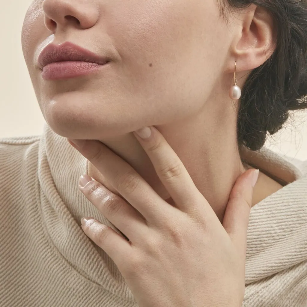 Histoire d'Or Boucles D'oreilles Pendantes Rose Or Jaune Perle De Culture Discount